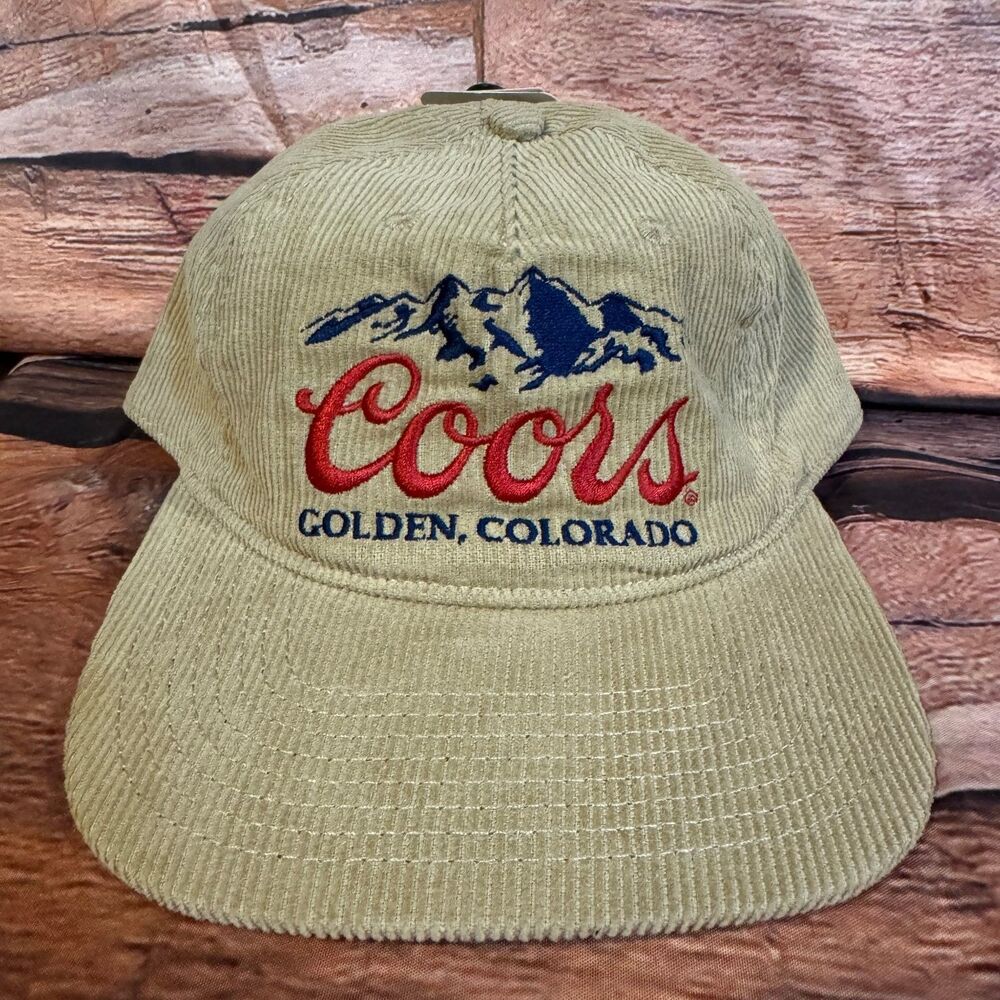 Coors Banquet Hat Corduroy Dad Hat Men's Adjustable Tan Golden Colorado